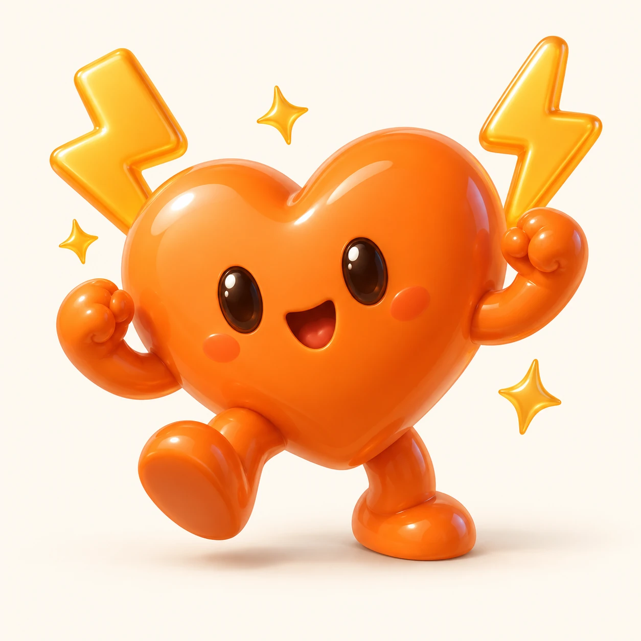 スパークハート型のオレンジの3Dキャラクター